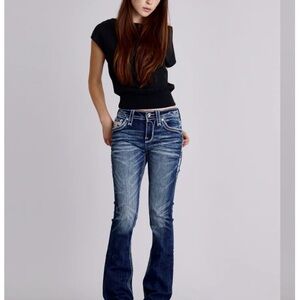 Rock Revival Blue Flare Jeans with White Stitching